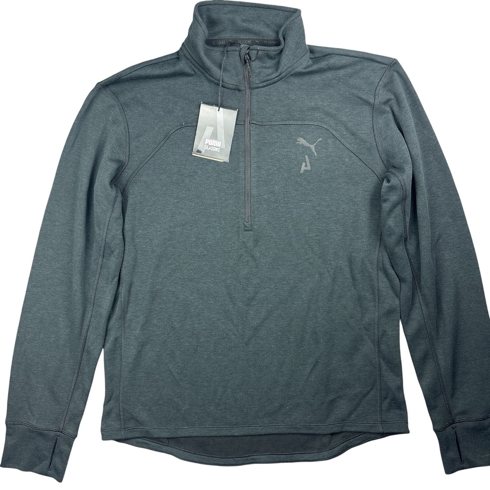 Puma Mens Medium 1/2 Zip Pullover Jacket NWT Black